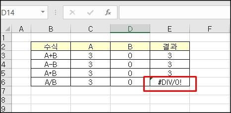 엑셀 #DIV/0! 수식 오류