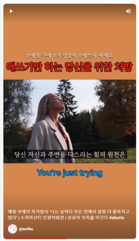 애쓰기만 하는 당신을 위한 처방, 에밀쿠에의 자기암시 영상 바로가기