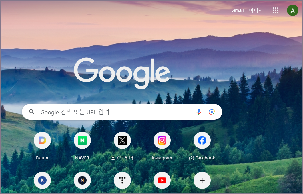 구글 크롬 브라우저 테마 변경 완료 화면