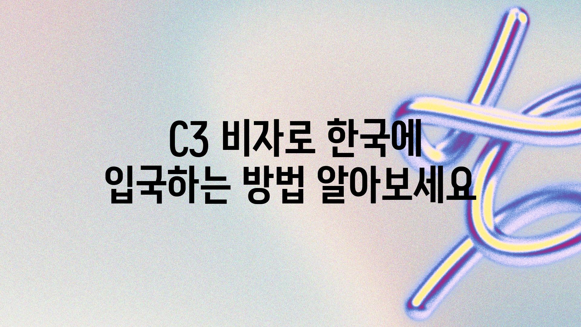  C3 비자로 한국에 입국하는 방법 알아보세요