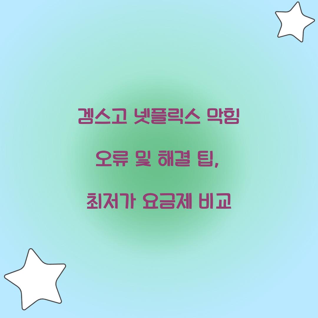 겜스고 넷플릭스 막힘 오류