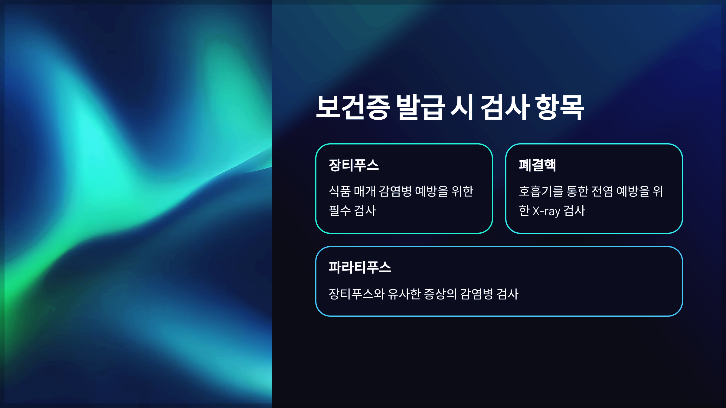 보건증 발급 시 검사 항목