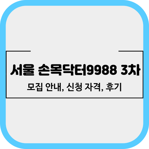 서울시 손목닥터9988 3차 모집