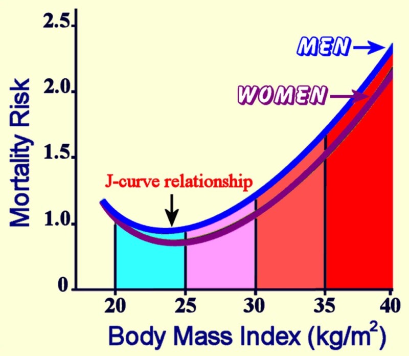 Mortality Risk vs. Body Mass Index
