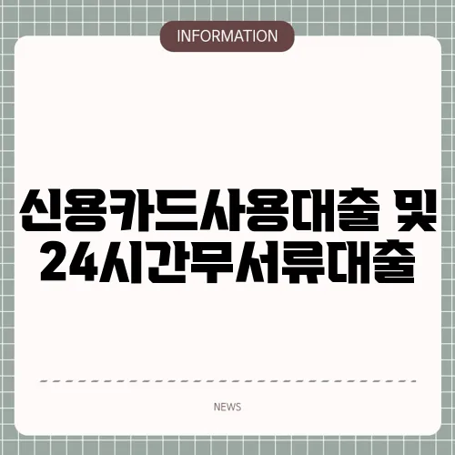 신용카드사용대출 및 24시간무서류대출