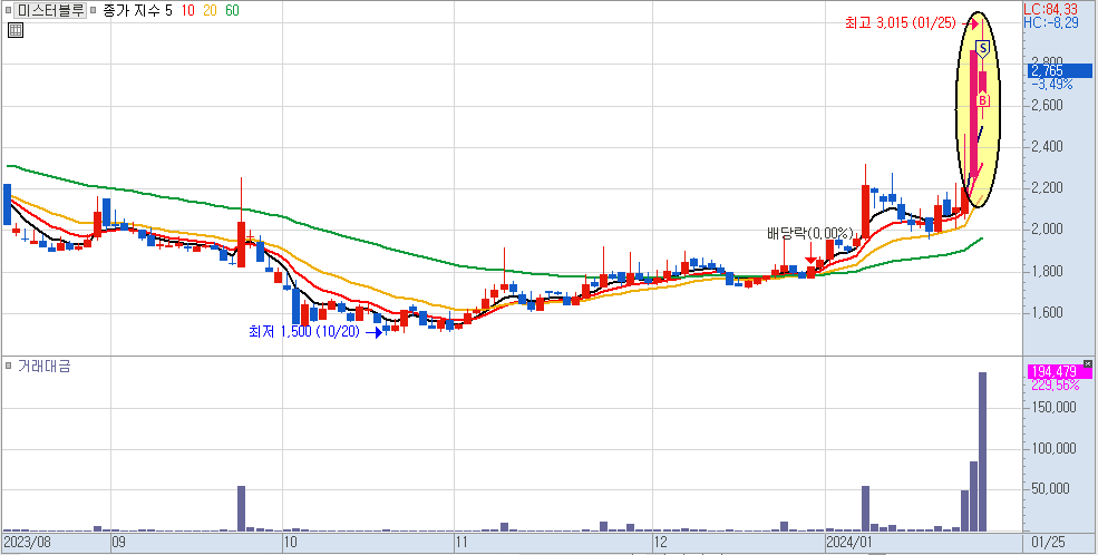 미스터블루 일봉 차트