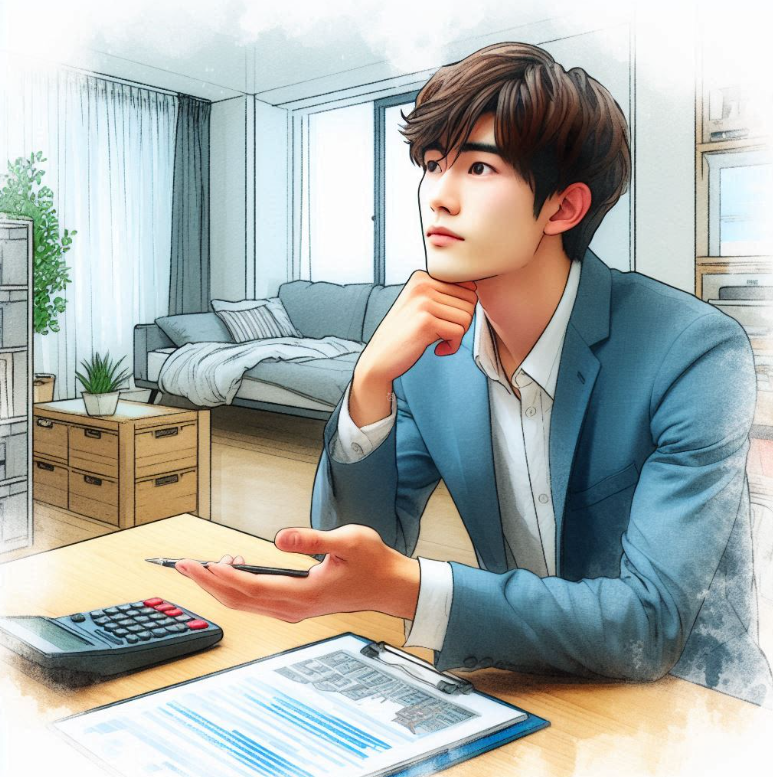 방 임대 고민하는 청년