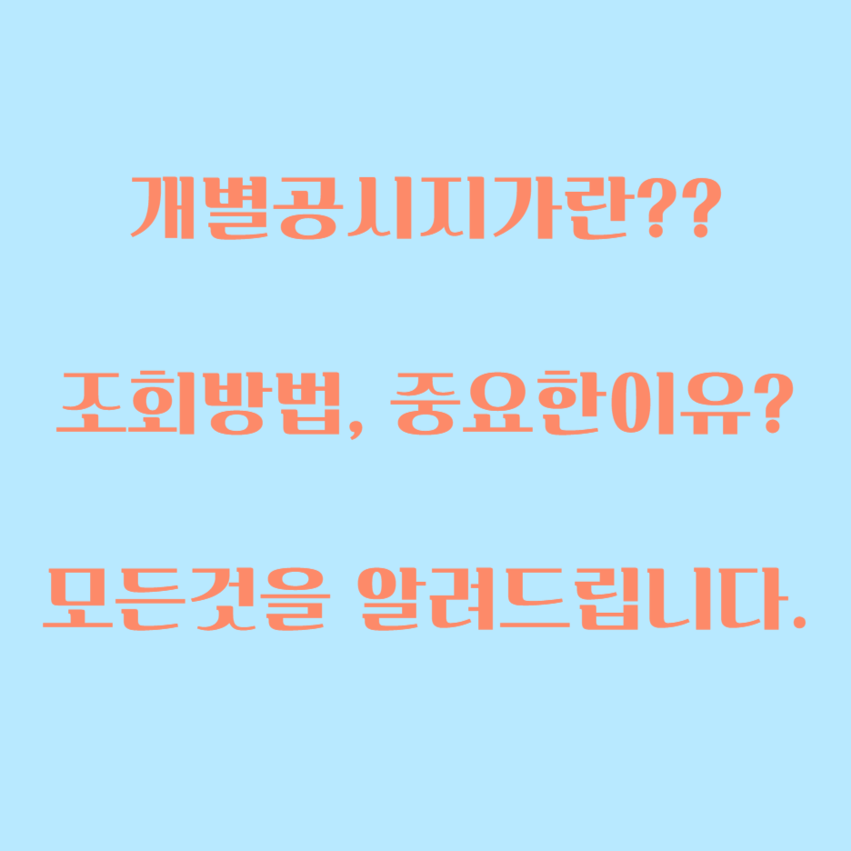  "개별공시지가 이해하기 : 모든것을 알려드립니다."