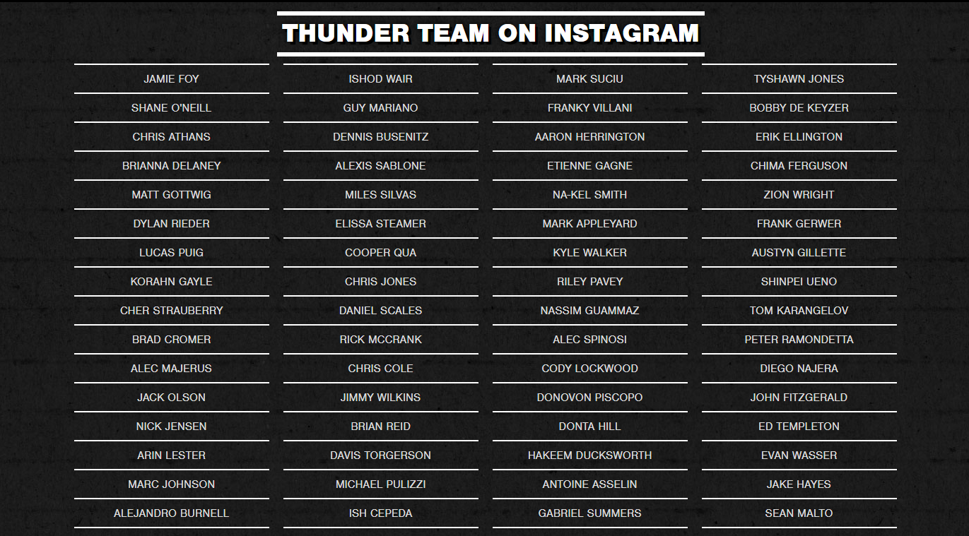 썬더 트럭(Thunder Trucks) Team 목록