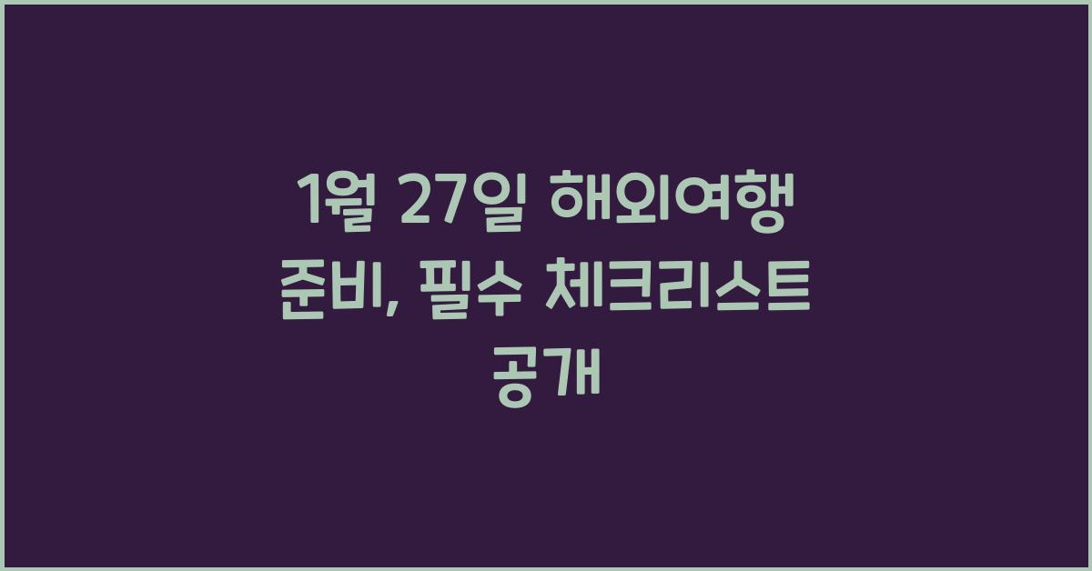 1월 27일 해외여행 준비