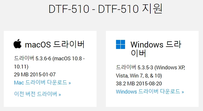 와콤 액정타블렛 DTF-510 드라이버 설치 다운로드