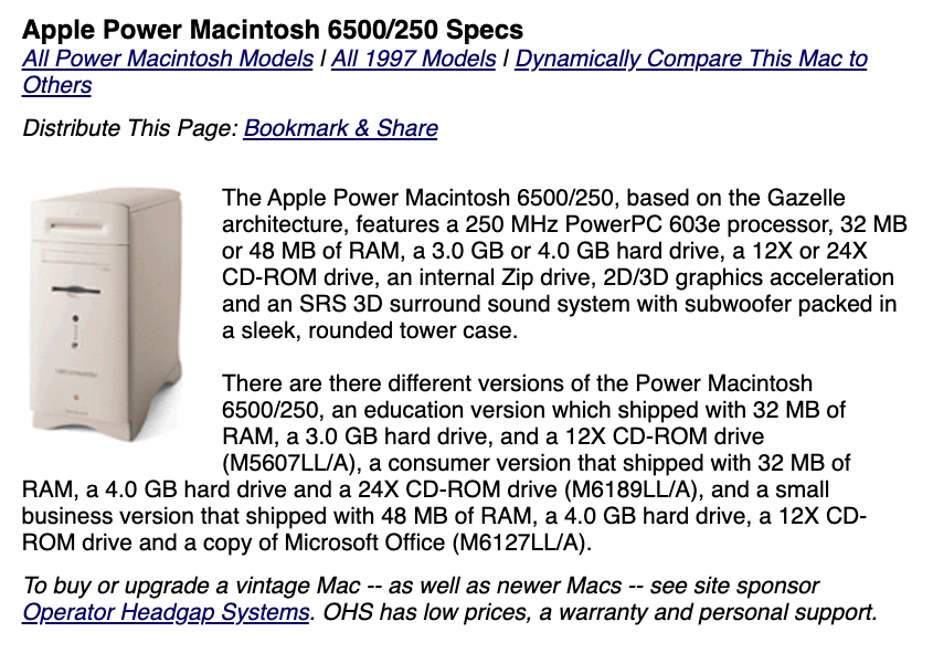 Apple Power Macintosh 6500/250 2