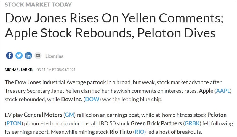  사상 최고치에 이른 미 다우지수...나스닥은 큰 폭 하락 Dow Jones Rallies As Janet Yellen Backs Off Rate Hike Comments