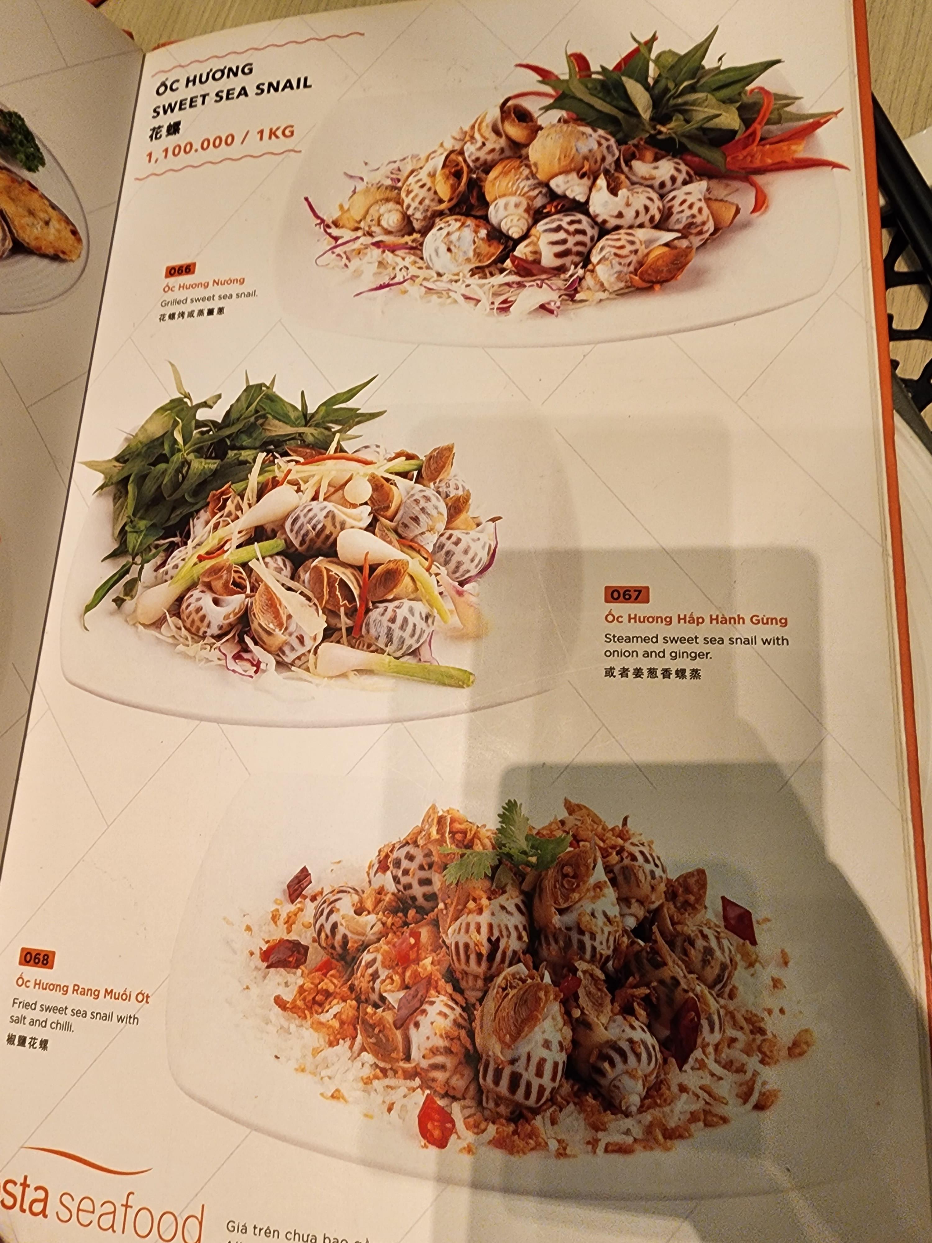 나트랑 해산물 맛집 코스타 씨푸드 메뉴