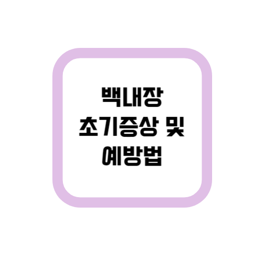  백내장 초기증상 및 예방