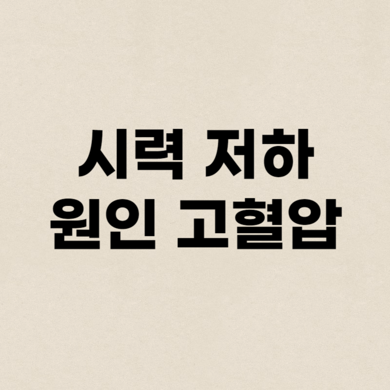 시력 저하 원인 고혈압