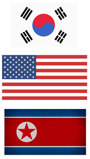 한국국기-태극기-미국국기-북한국기