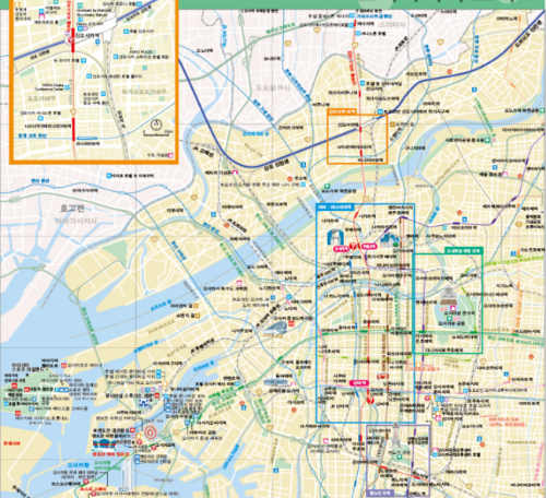 오사카 한글 관광 지도