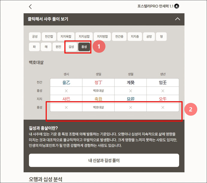 포스텔러프로만세력-신살-흉성