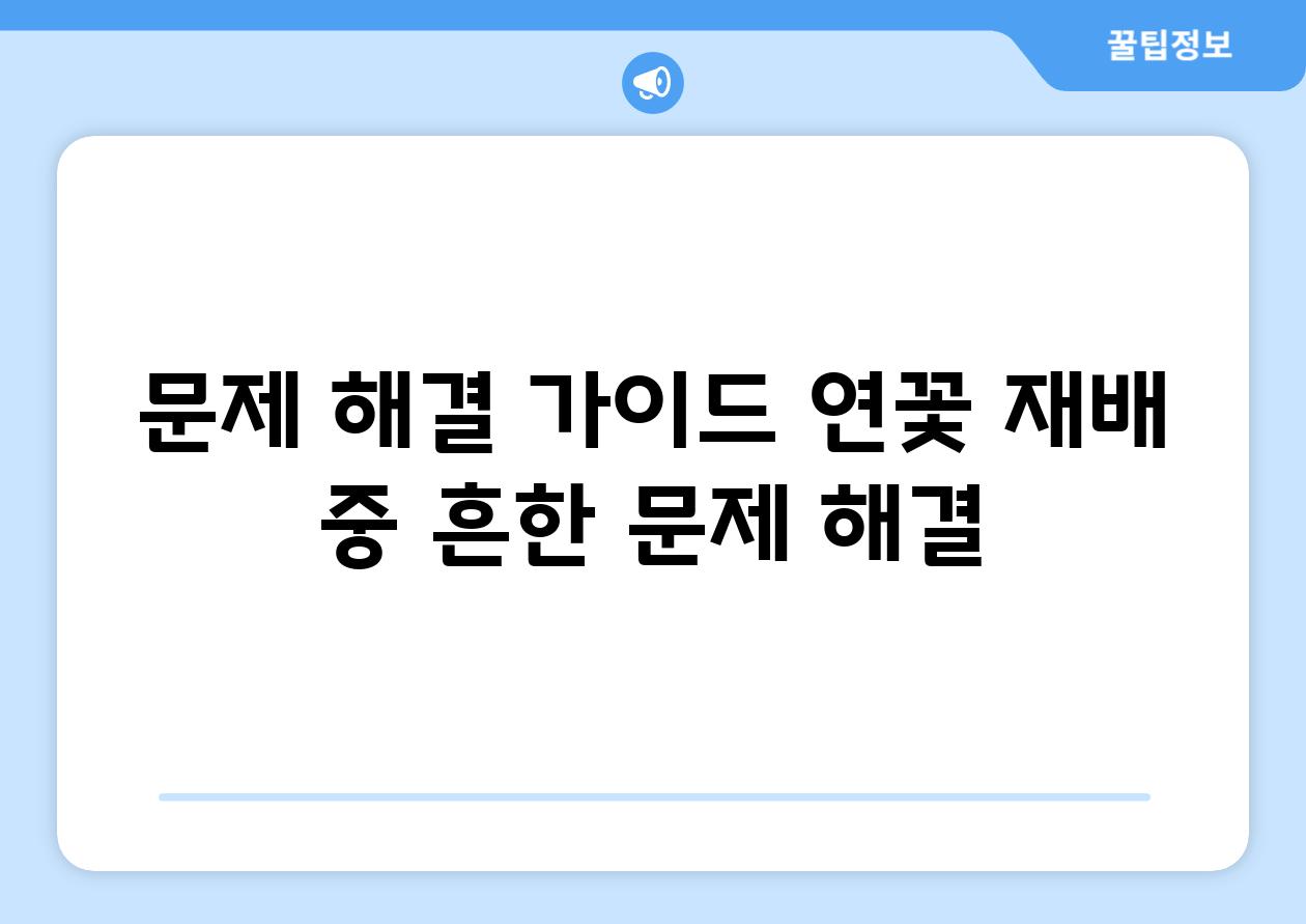 문제 해결 가이드| 연꽃 재배 중 흔한 문제 해결