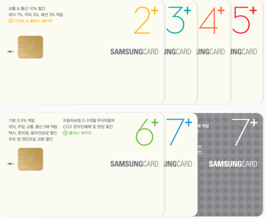 삼성카드 2+&#44; 3+&#44; 4+&#44; 5+&#44; 6+&#44; 7+&#44; 신세계 이마트 7+