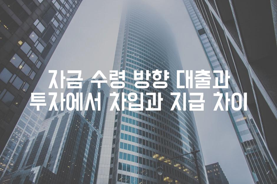 자금 수령 방향 대출과 투자에서 차입과 지급 차이