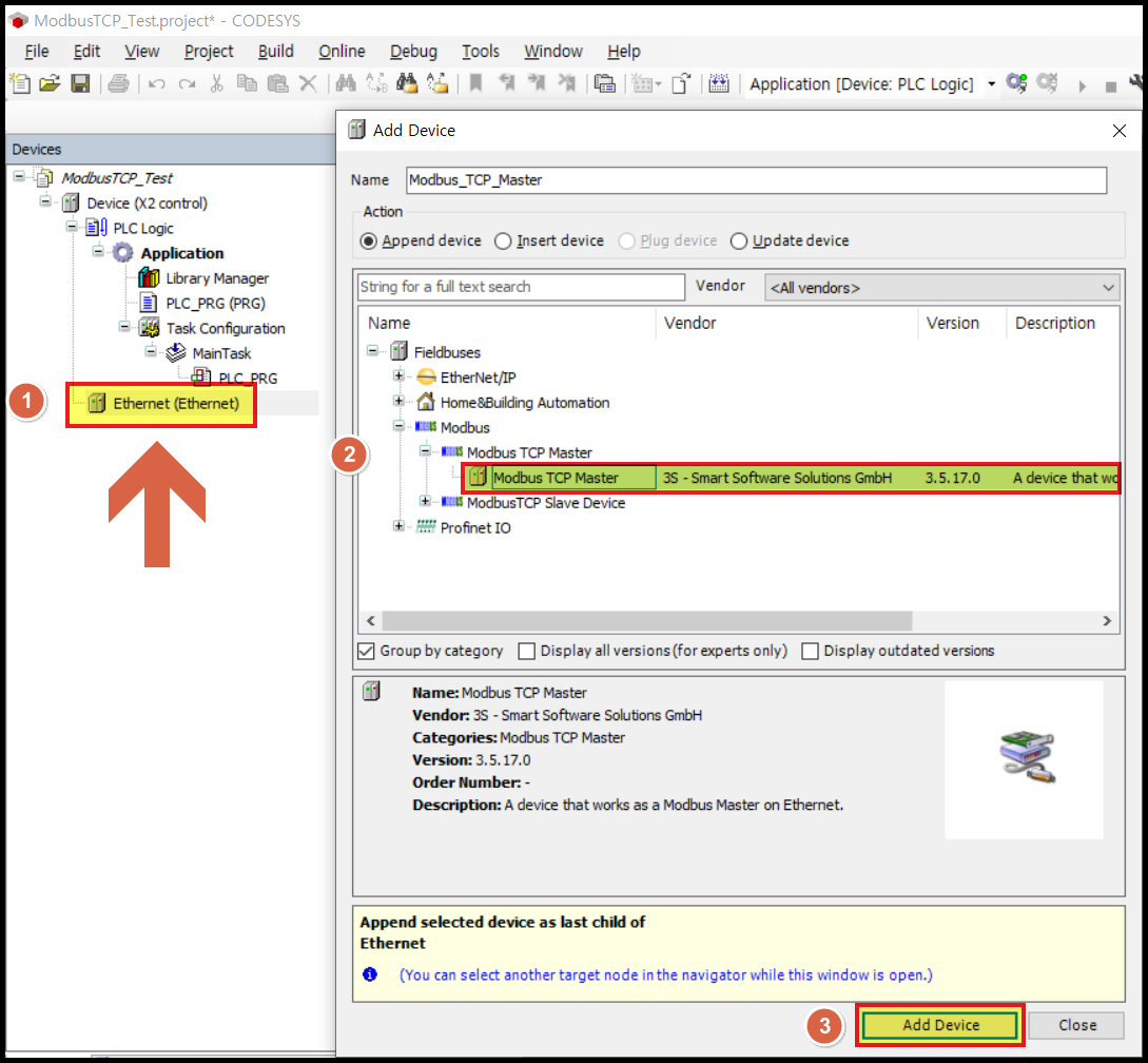 Codesys modbus tcp master client 