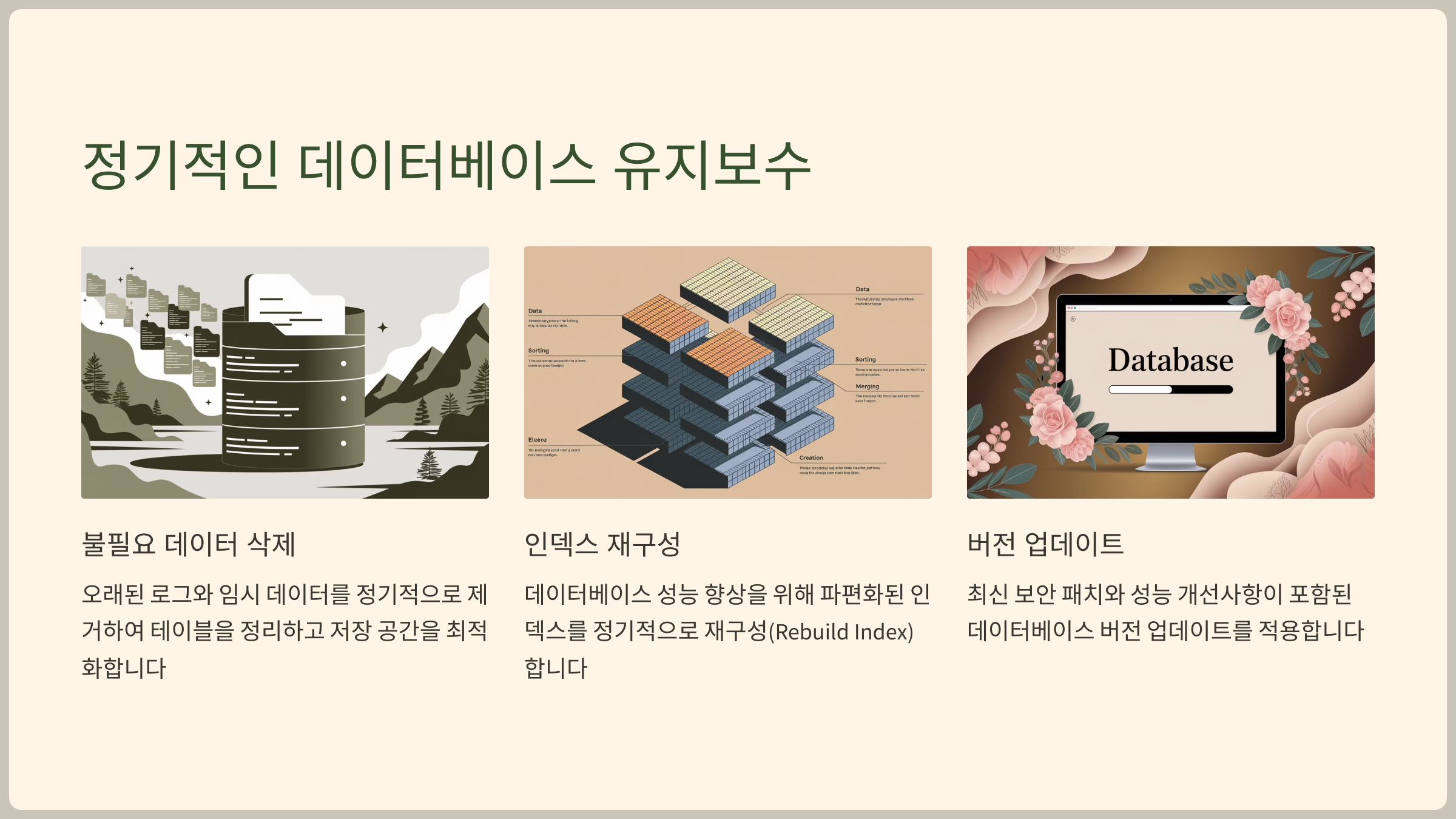 정기적인 데이터베이스 유지보수