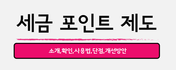  세금 포인트 제도 : 포인트 확인 및 사용처 알아보기