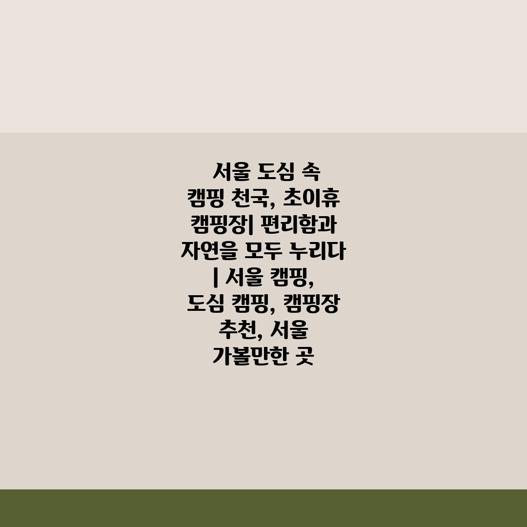  서울 도심 속 캠핑 천국, 초이휴 캠핑장 편리함과 자