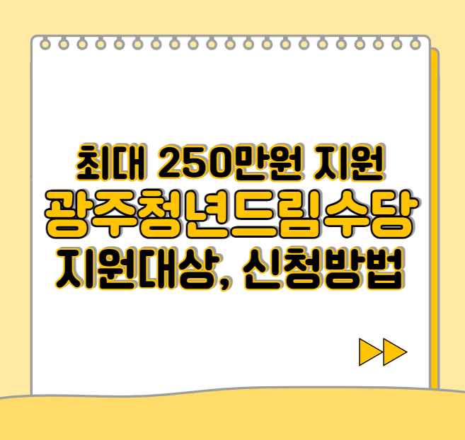  2023 광주청년드림수당 2기 지원대상, 신청방법 | 최대 250만원 지원