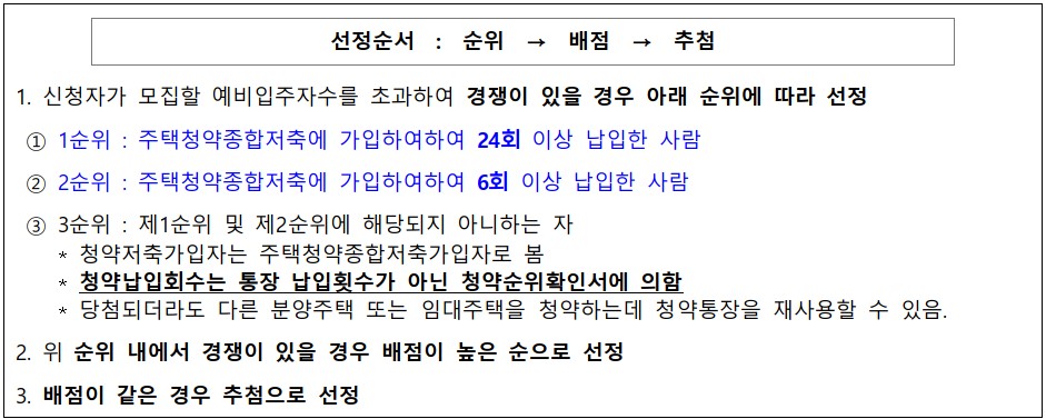 50 제곱미터 이상 주택 선정방법