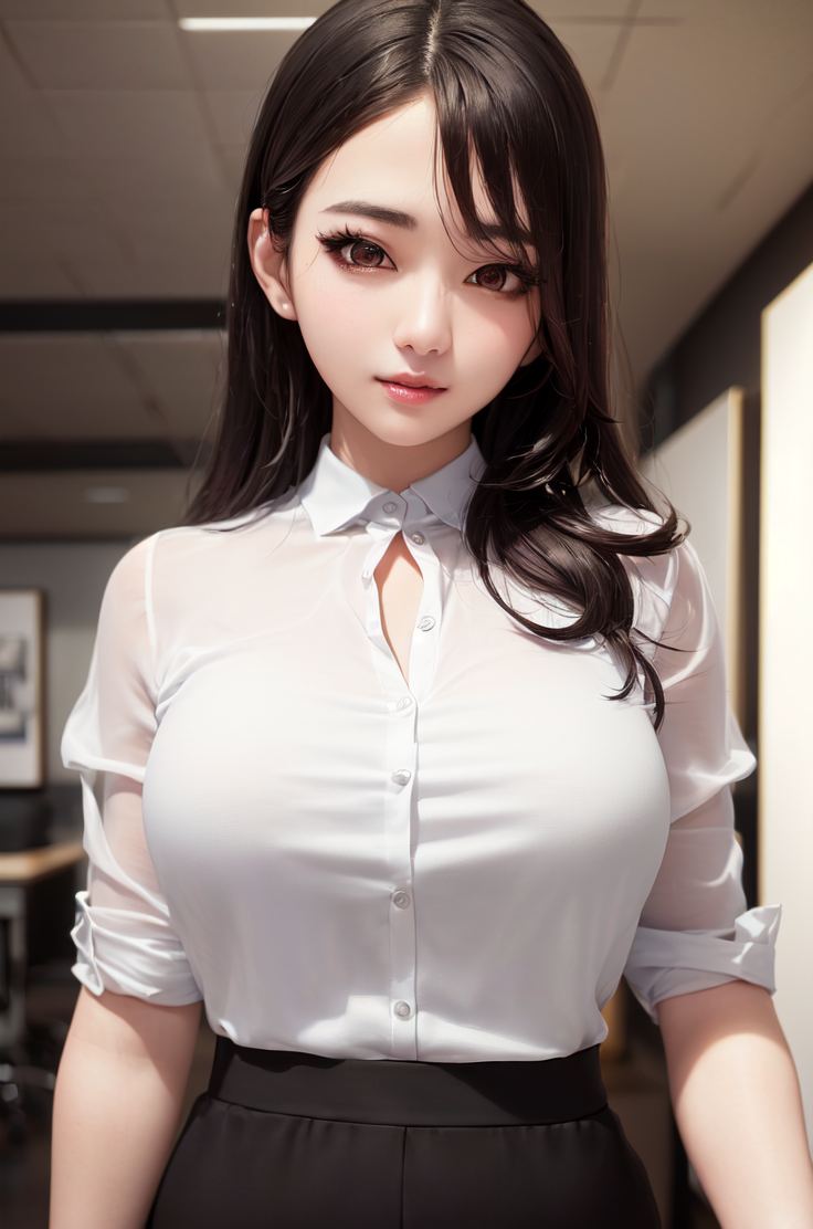  AI로 그린 반실사 오피스룩 입은 여자