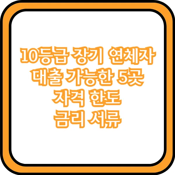  10등급 장기 연체자 대출 가능한 5곳 자격 한도 금리 서류