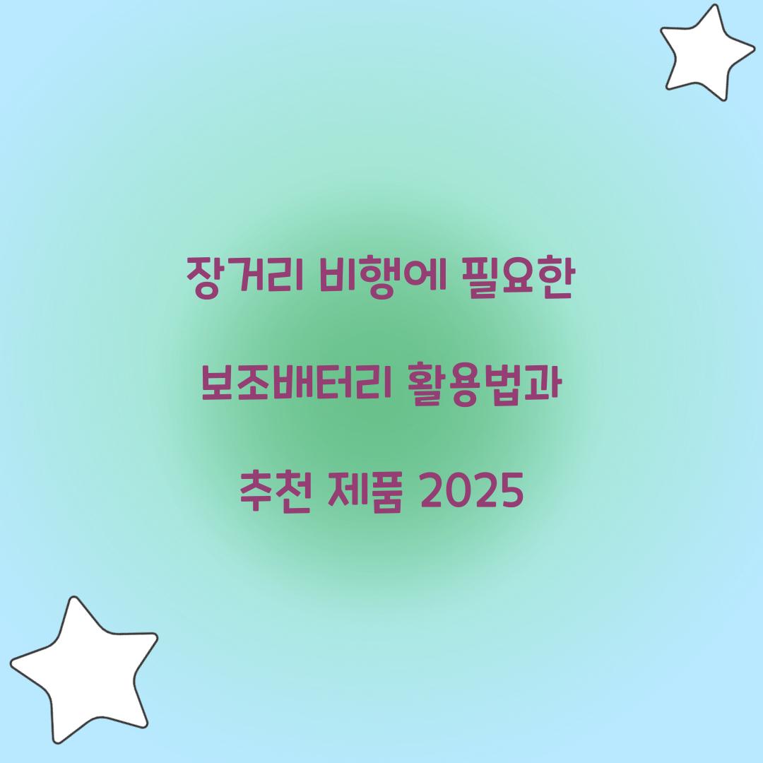 장거리 비행에 필요한 보조배터리 활용법