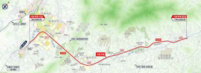 지하철-7호선-옥정-포천간-연장-노선을-표시한-지도