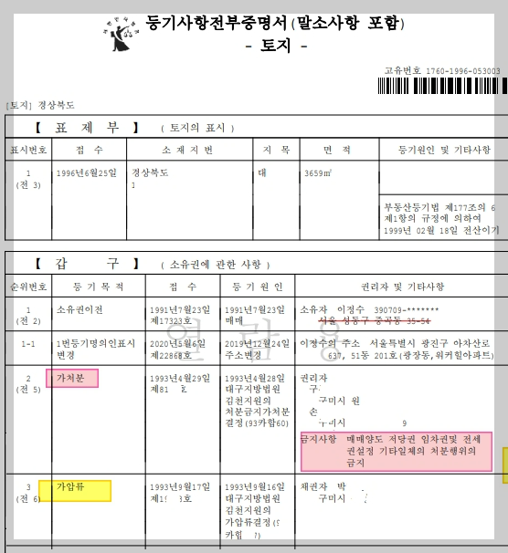 등기부등본-갑구