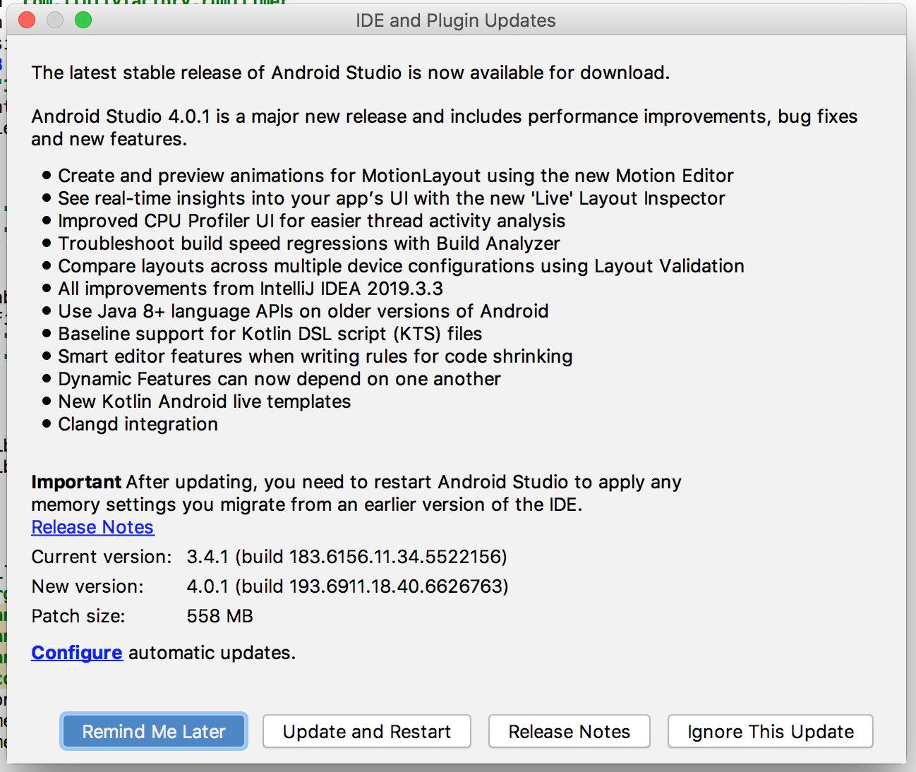 안드로이드 스튜디오 업데이트