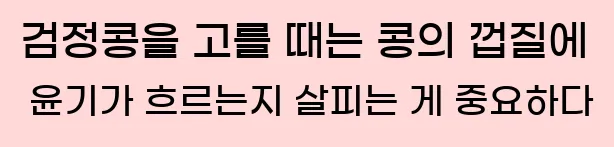  검정콩을 고를 때는 콩의 껍질에 윤기가 흐르는지 살피는 게 중요하다