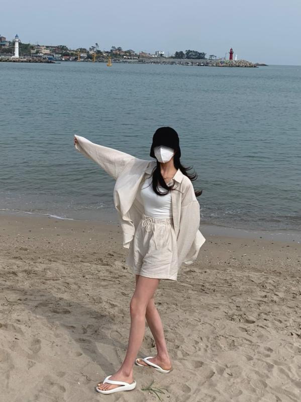 멋쁨 린넨 셔츠 반바지 투피스 세트