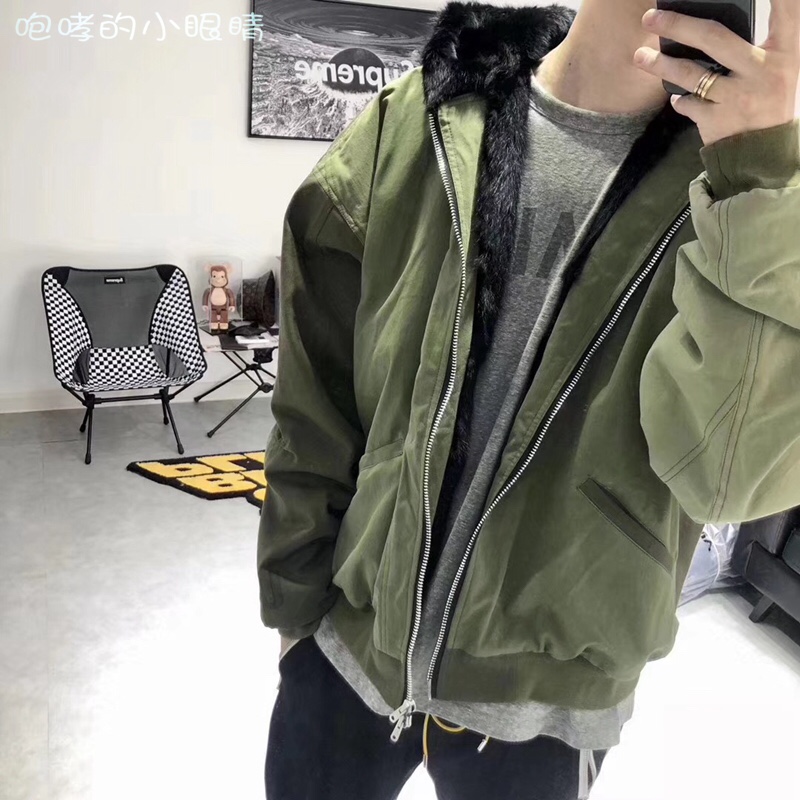  [FEAR OF GOD] 피어오브갓 레빗 퍼 카키 후드 집업 자켓