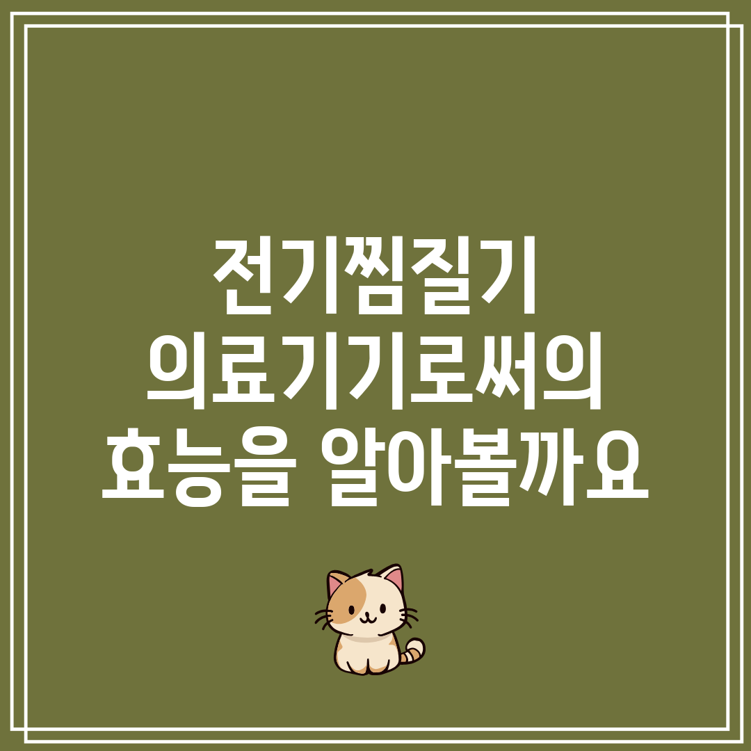 전기찜질기 의료기기로써의 효능을 알아볼까요