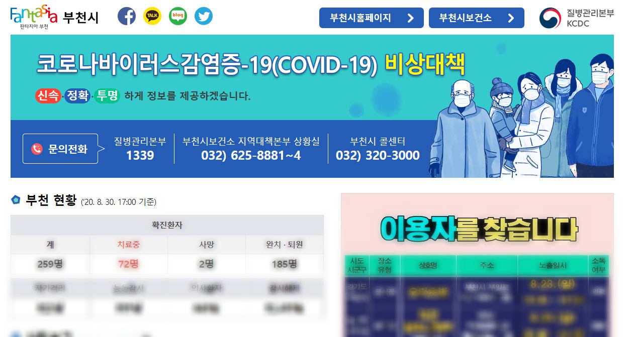  부천 코로나 확진자 현황