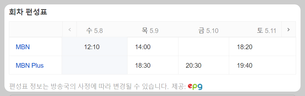 MBN 5월 7일 한일가왕전 6회 공식영상 회차정보 다시보기 재방송 및 시청률