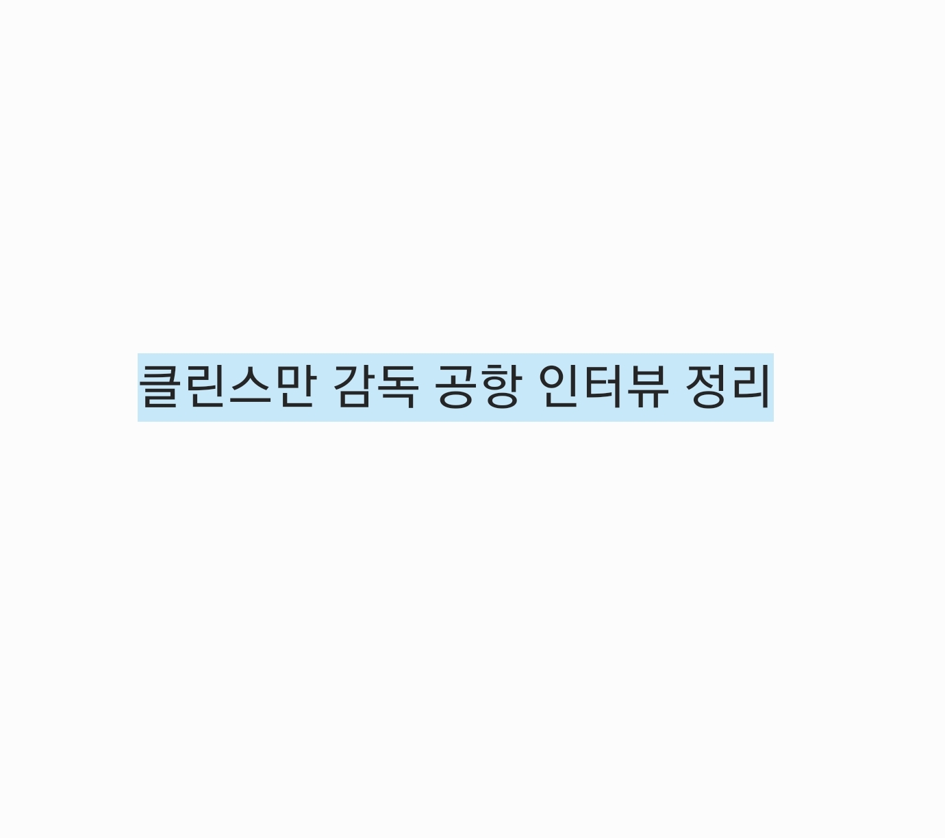  클린스만 감독 공항 인터뷰정리