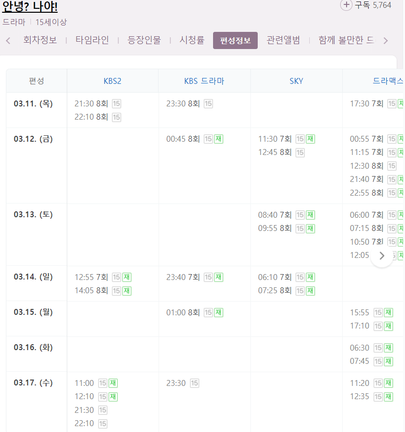 안녕 나야 8회 7회 재방송 다시보기 편성표