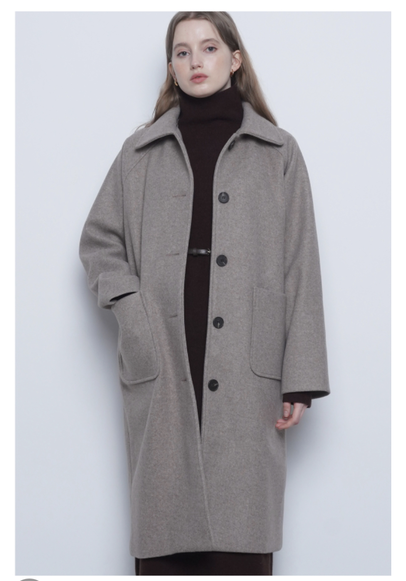  single collar wool coat dark beige