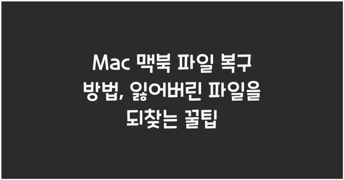 Mac 맥북 파일 복구 방법