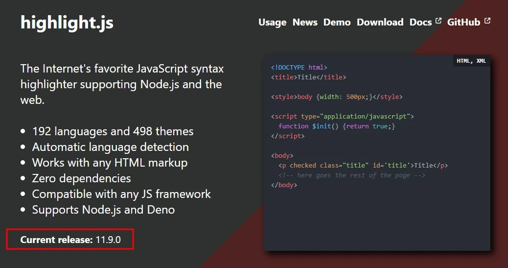 코드 하이라이트 버전 체크