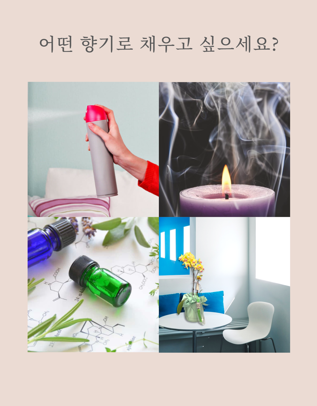  네거티브가 포함된 상세페이지 - "어떤 향기로 채우고 싶으세요?"